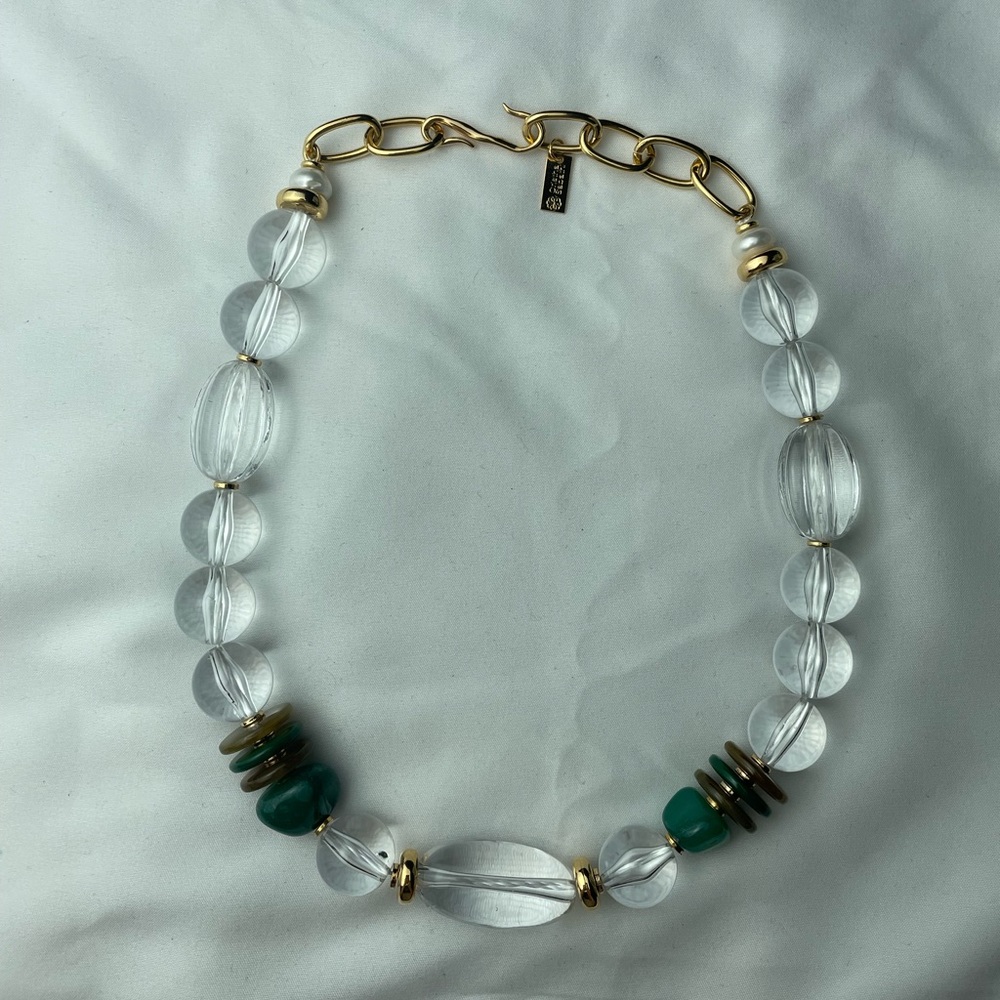 Cristina Sabatini Lucite And Green stone Beaded Necklace
